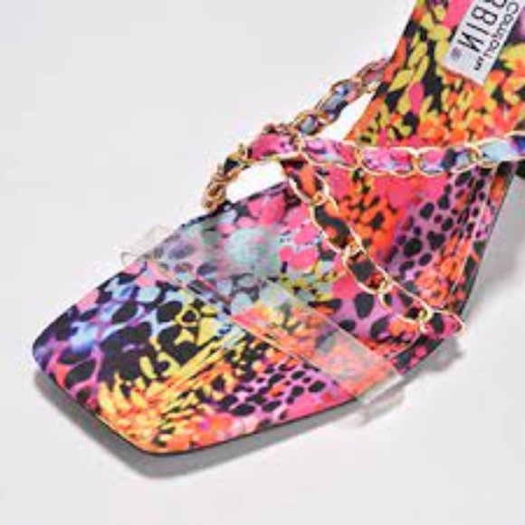 NWT CAPE ROBBIN HANI MULTI COLORED LACE UP HEELS 5.5 - Picture 5 of 16